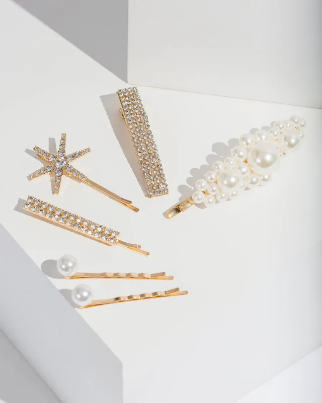 Gold Star And Pearl Hair Slides sold by Collete Hayman