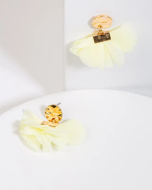 Yellow Textured Fabric Petal Earrings sold by Collete Hayman