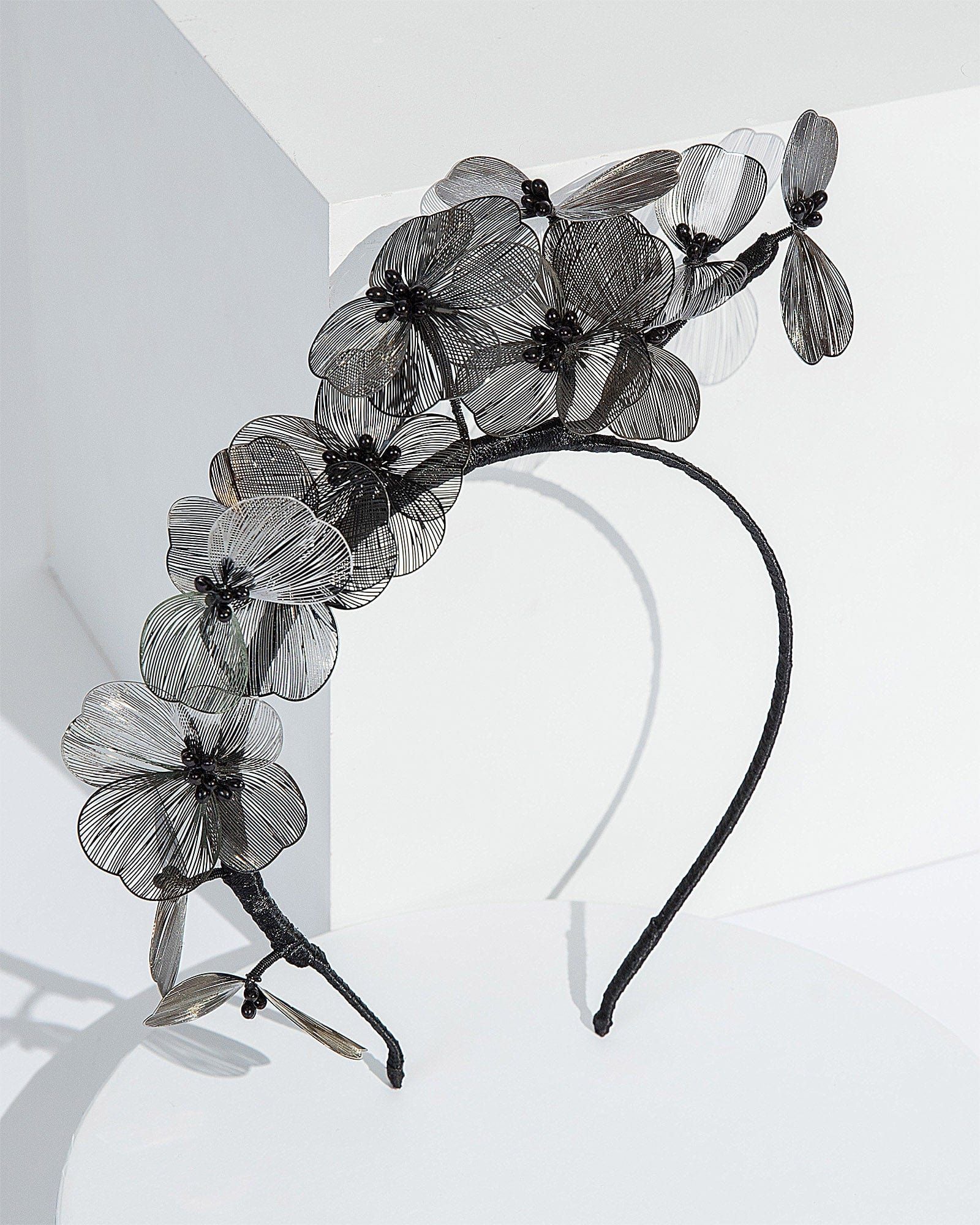 Black Multi Flower Fascinator sold by Collete Hayman