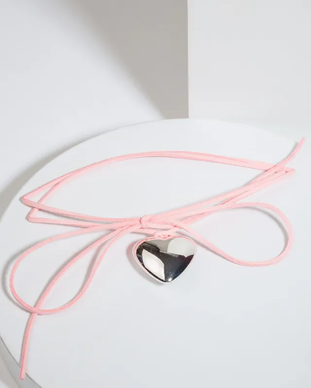 Pink Puffy Heart Cord Choker Necklace sold by Collete Hayman