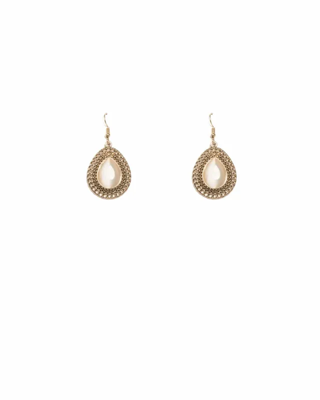 White Gold Tone Teardrop Filigree Outer Drop Earrings sold by Collete Hayman