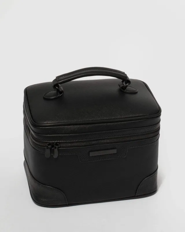 Matte Black Saffiano Cosmetic Case Pack sold by Collete Hayman