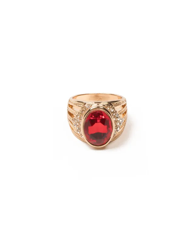 Red Gold Tone Large Cocktail Ring - Large sold by Collete Hayman