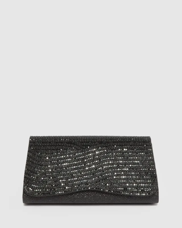 Black Ashton Sparkle Clutch Bag sold by Collete Hayman