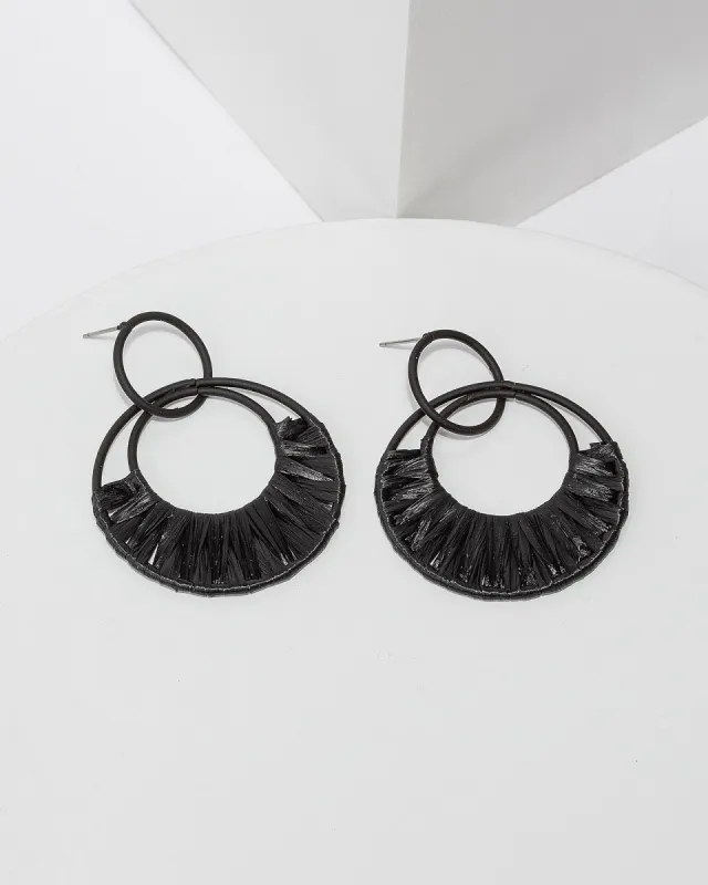 Black Woven Double Circle Earrings sold by Collete Hayman