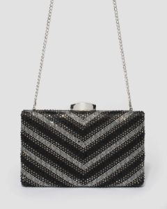 Black and Silver Alice Hardcase Clutch Bag sold by Collete Hayman