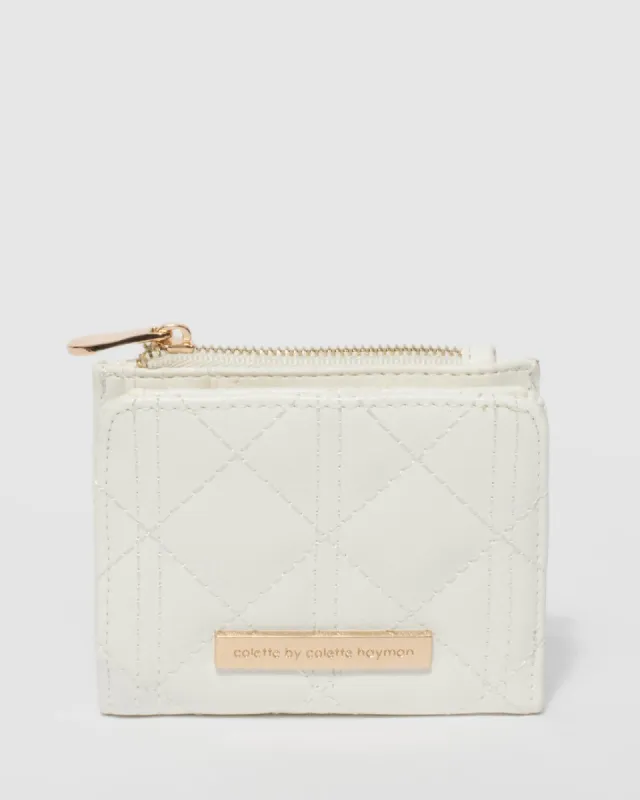 White Han Mini Diamond Quilt Wallet sold by Collete Hayman