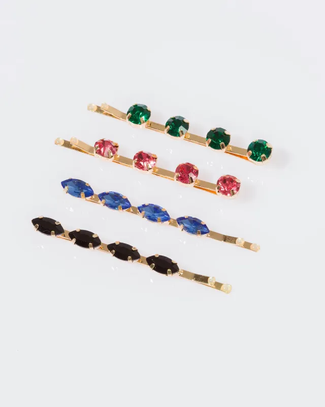 Multi Colour 4 Pack Crystal Hair Slide sold by Collete Hayman