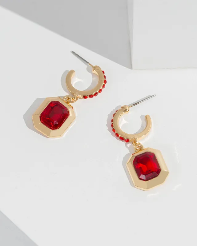 Red Rectangle Huggie Hoop Earrings sold by Collete Hayman