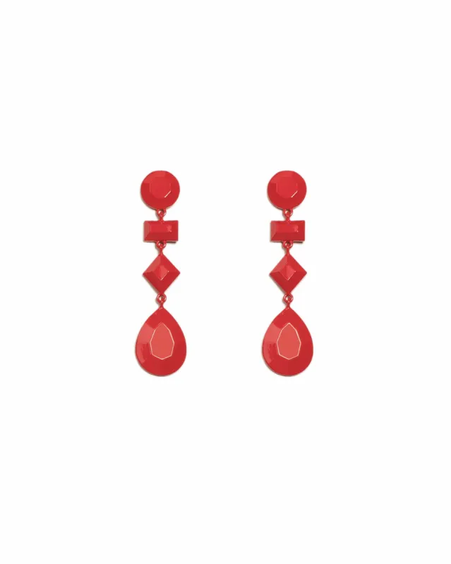 Red Gold Tone Metal Geometric Statement Drop Earrings sold by Collete Hayman