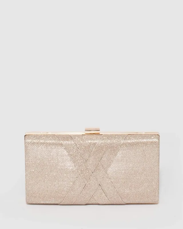Gold Glitter Melanie Clutch Bag sold by Collete Hayman
