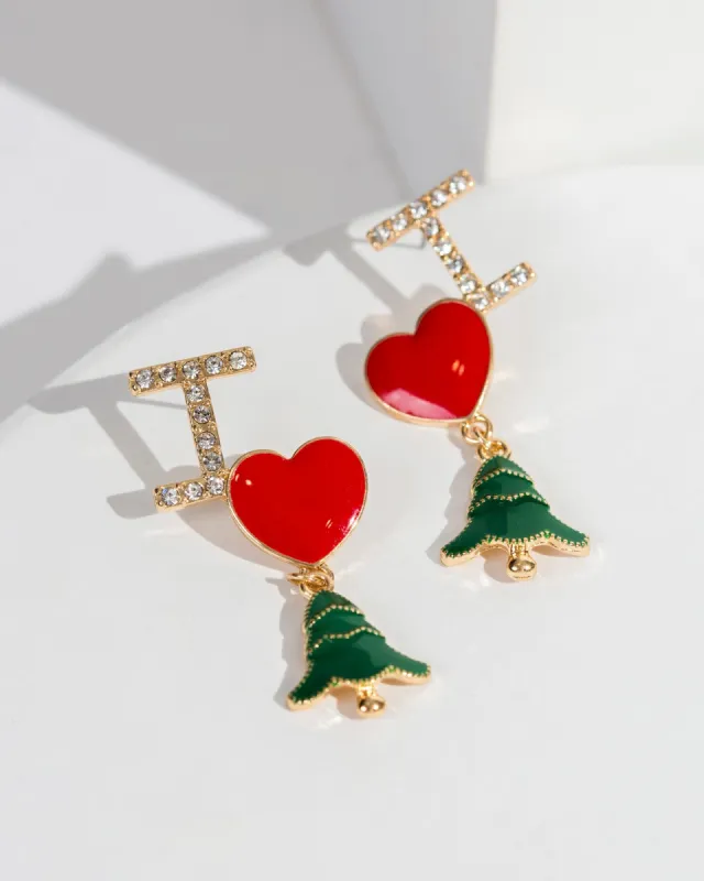 Multi Colour I Love Christmas Earrings sold by Collete Hayman