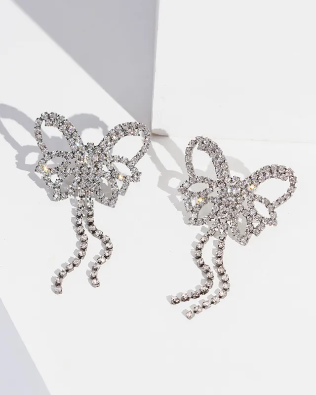 Gunmetal Crystal Butterfly Tassel Earrings sold by Collete Hayman