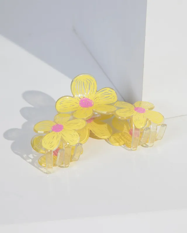 Yellow Flower Sketch Pattern Claw Clip sold by Collete Hayman