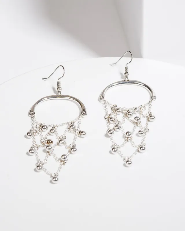 Silver Beaded Netting Earrings sold by Collete Hayman