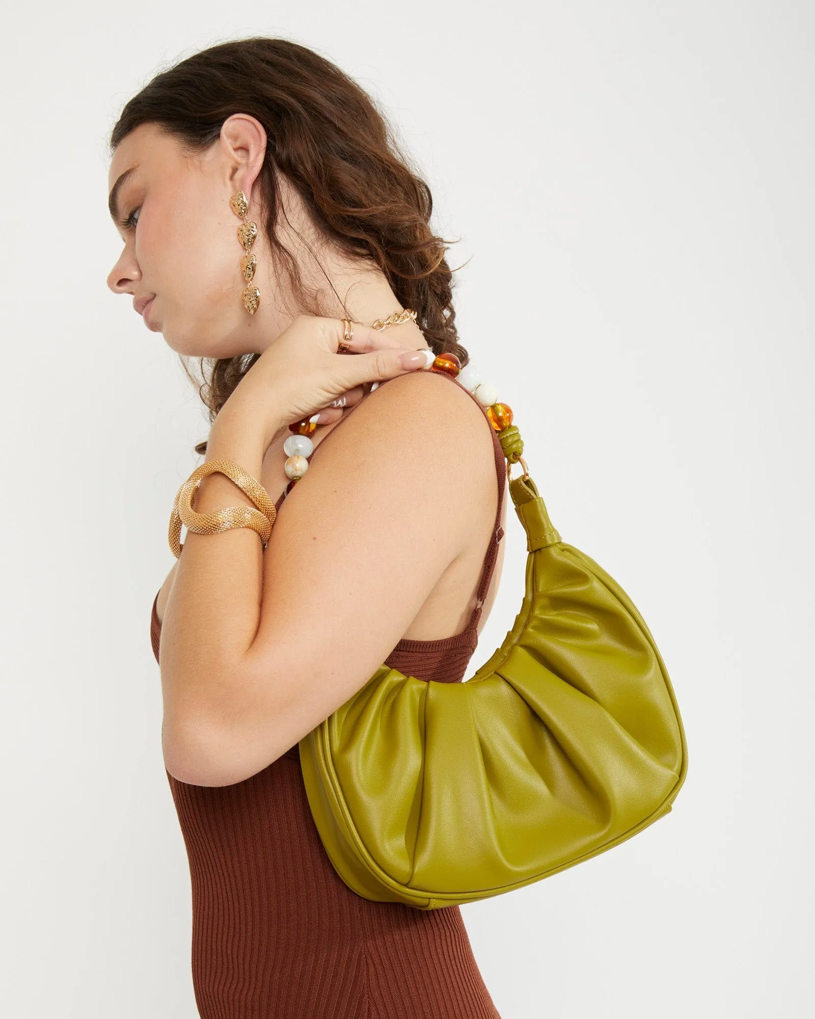 Olive Tess Beaded Handle Shoulder Bag sold by Collete Hayman product image thumbnail 2