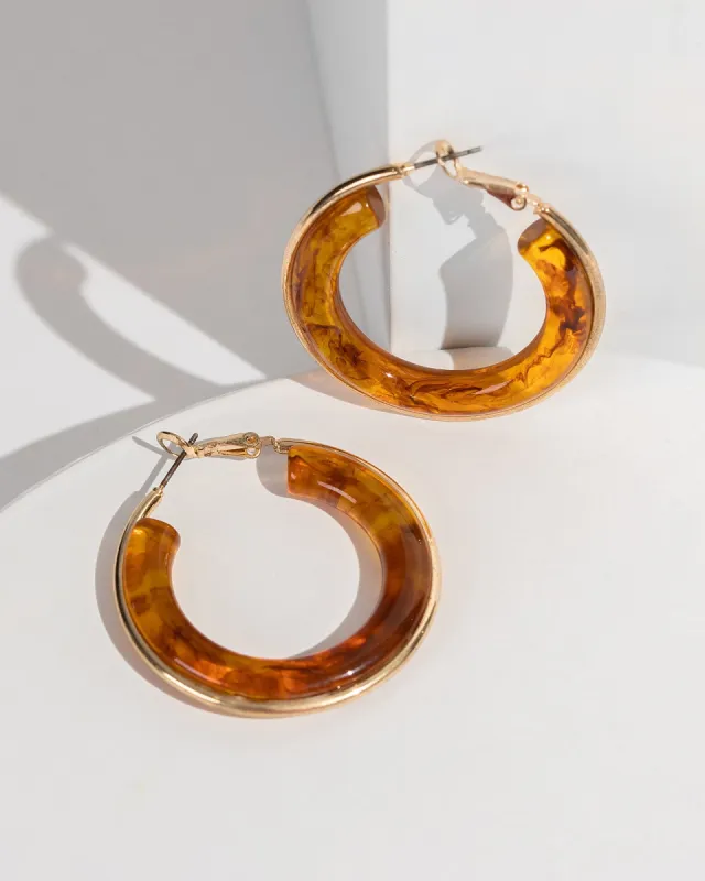 Brown Acrylic Around Hoop Earrings sold by Collete Hayman