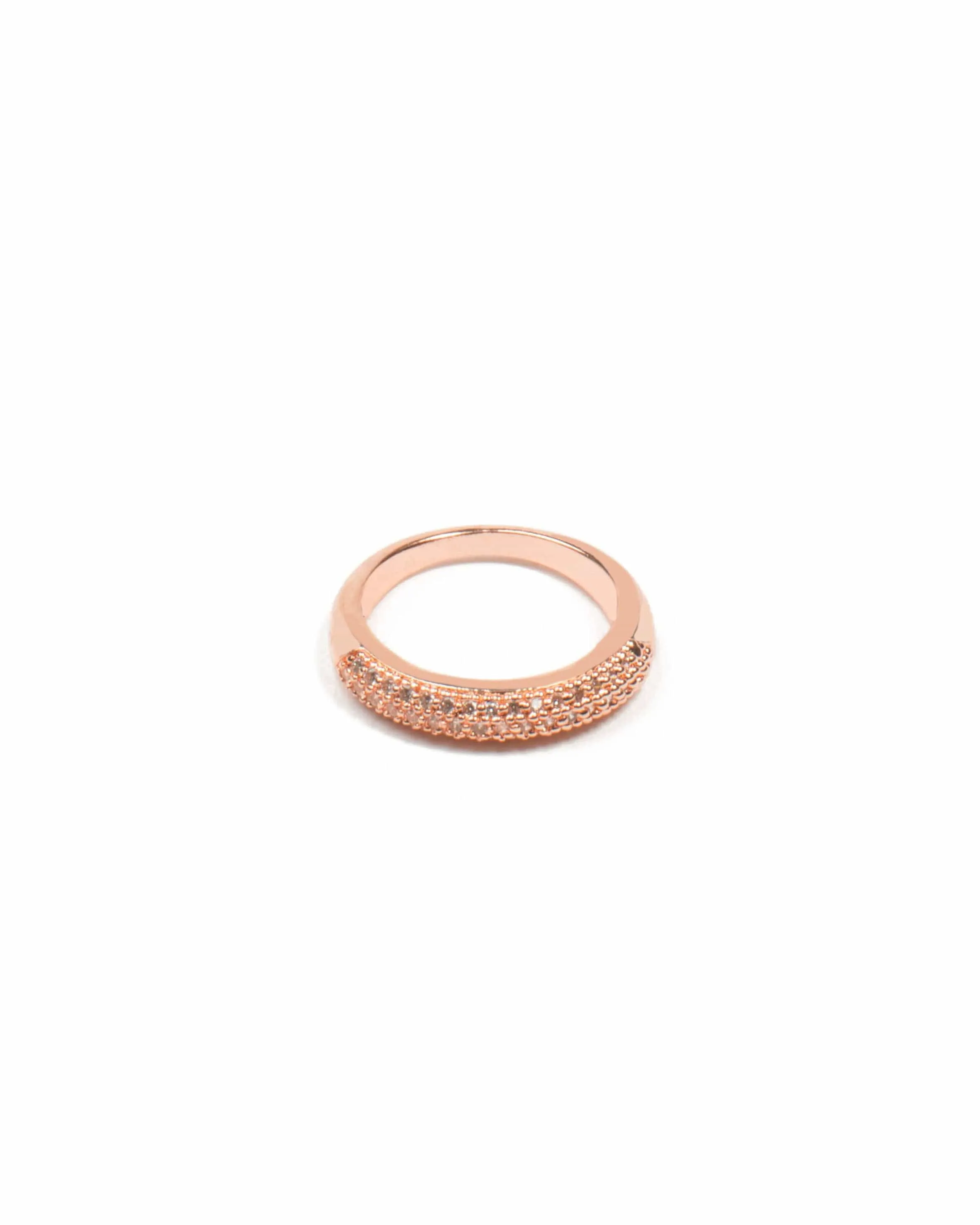 Diamante Pave Stone Rose Gold Band Ring - Large sold by Collete Hayman