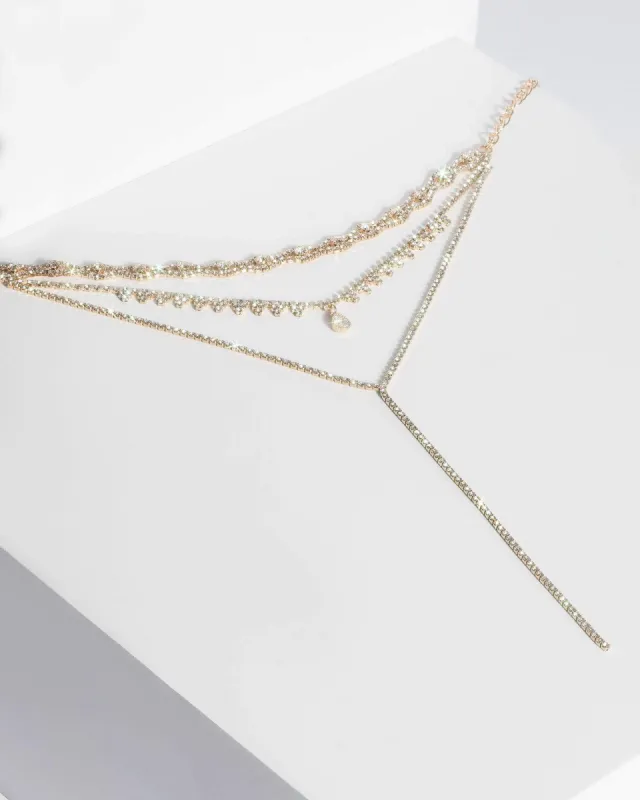 Gold Diamante Chain Lariat Necklace sold by Collete Hayman