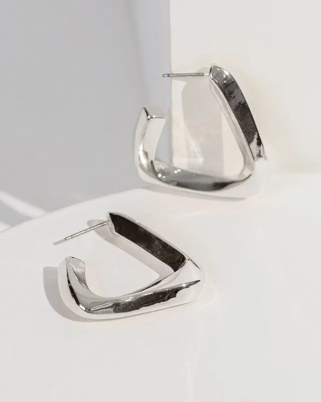 Silver Triangle Huggie Hoop Earrings sold by Collete Hayman
