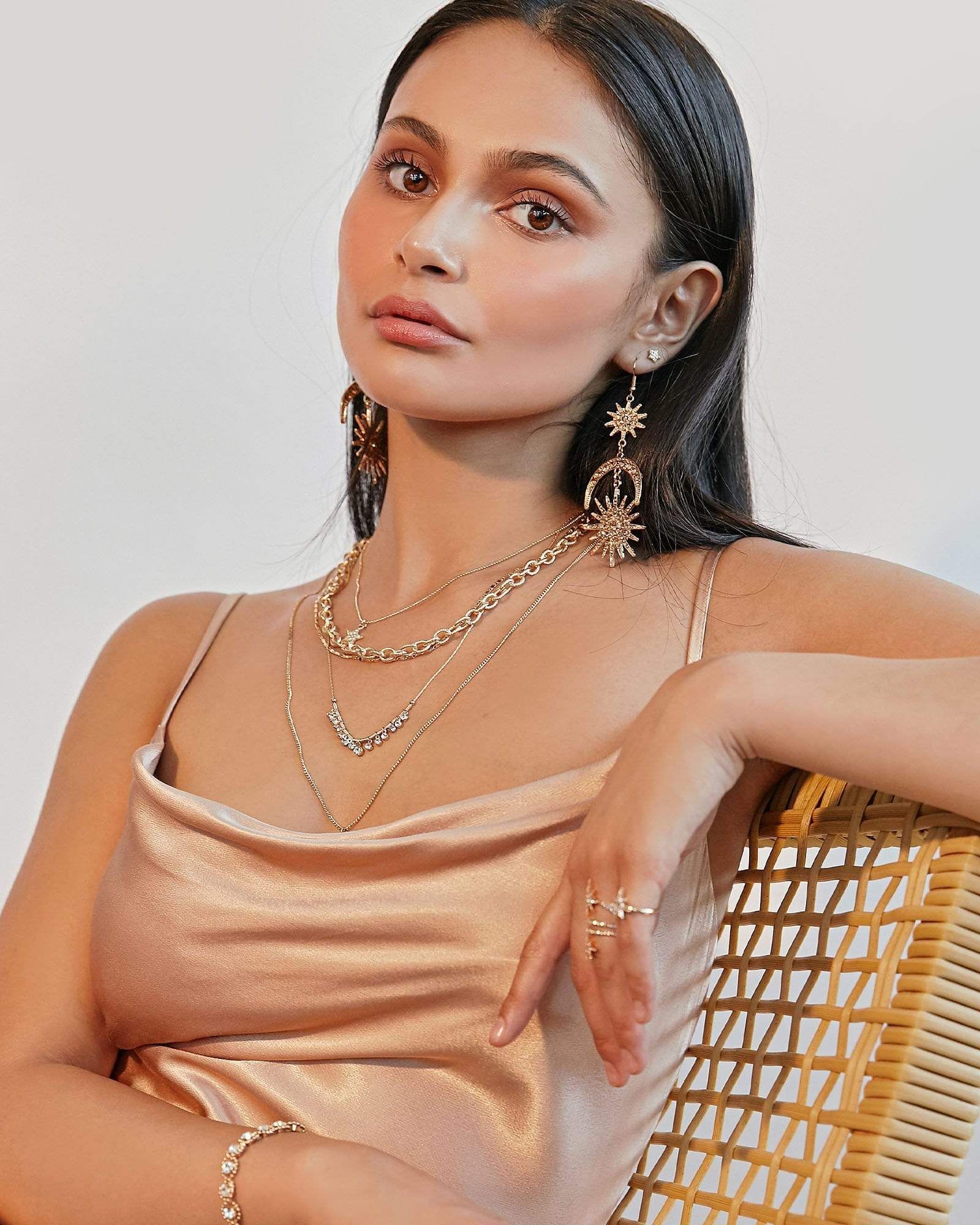 Gold Moon Crystal Layered Necklace sold by Collete Hayman product image thumbnail 2