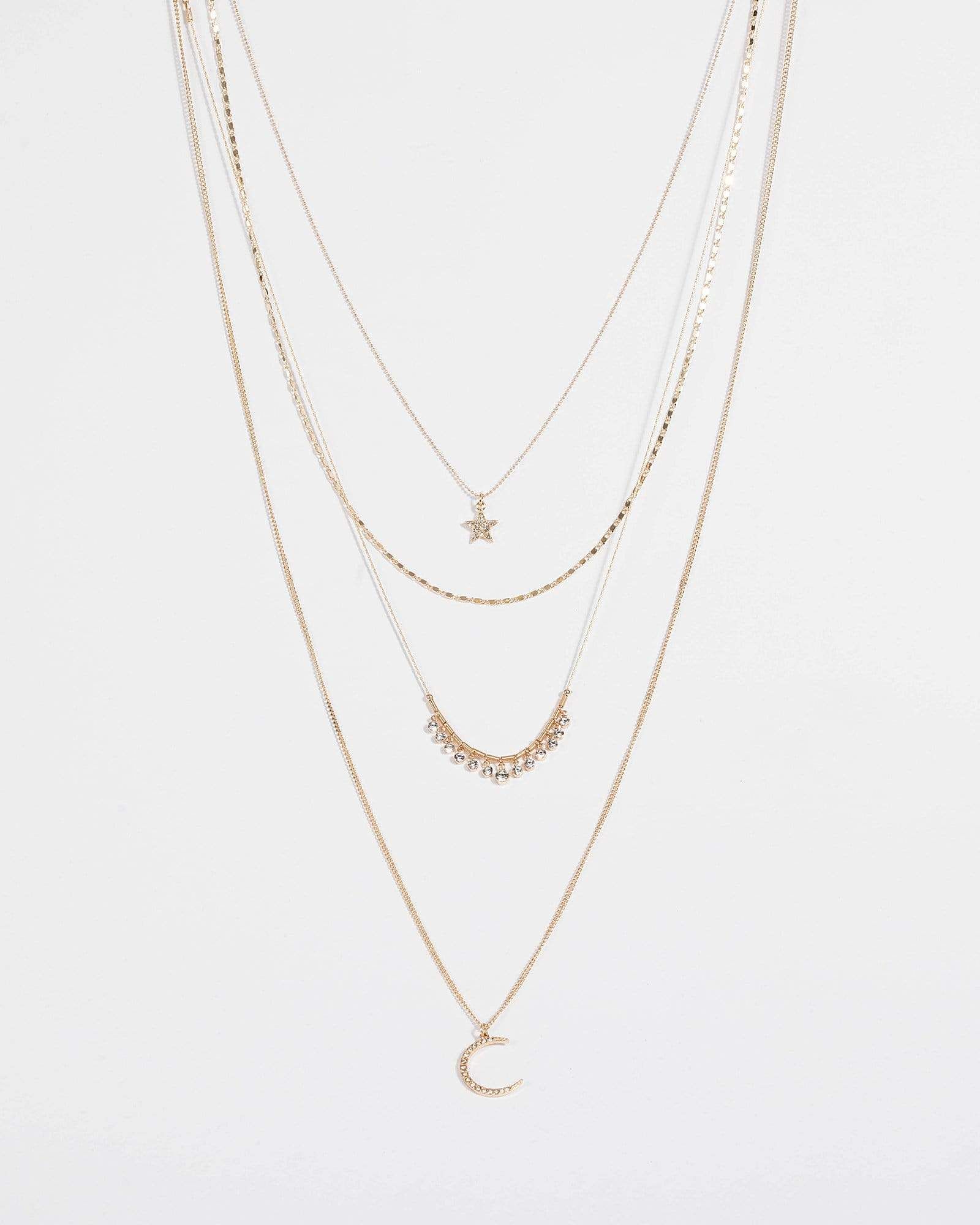 Gold Moon Crystal Layered Necklace sold by Collete Hayman