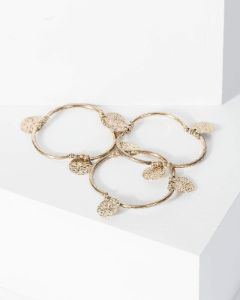 Gold Hammered Disc Stretch 3 Pack Wristwear sold by Collete Hayman