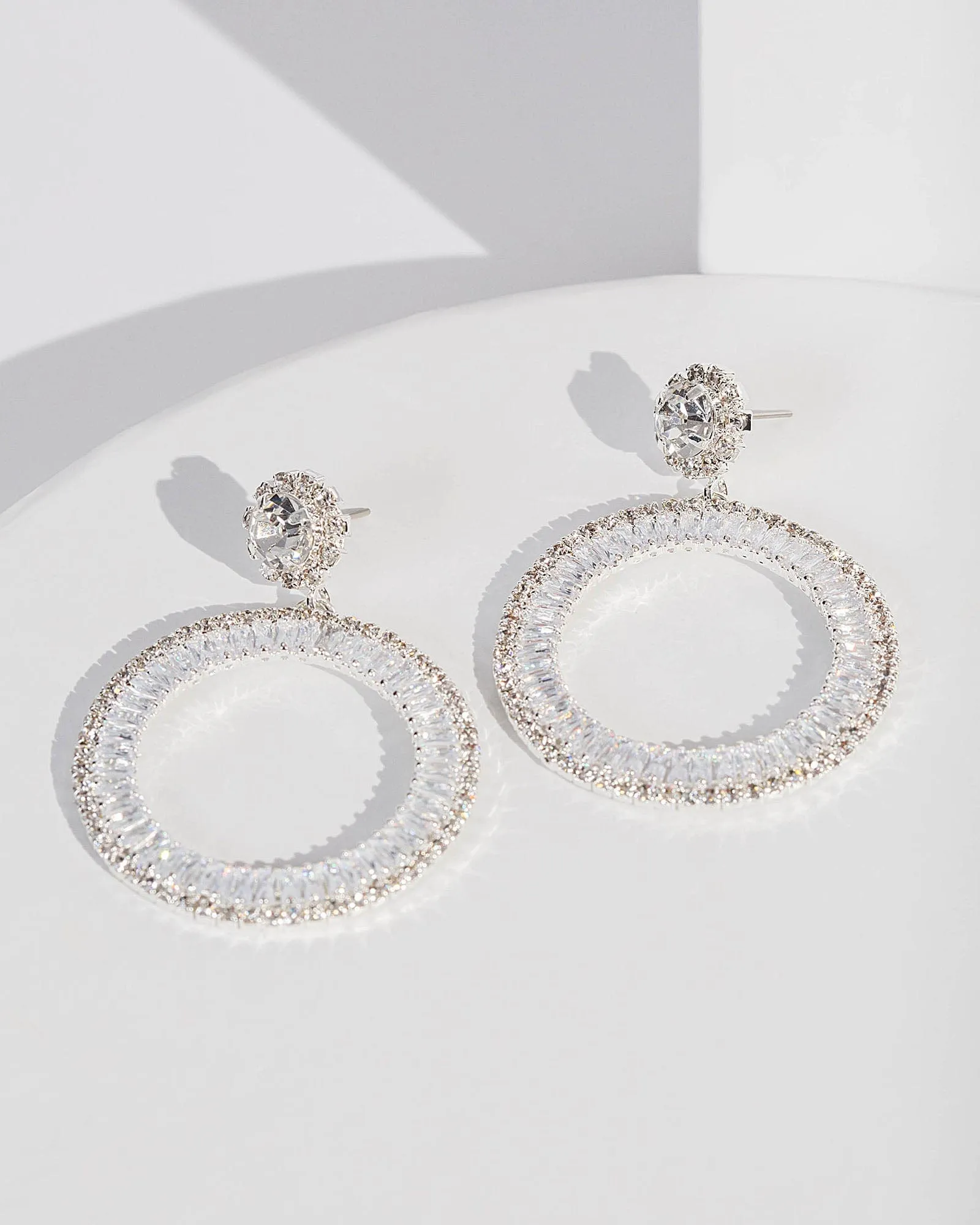 Silver Double Round Crystal Earrings sold by Collete Hayman