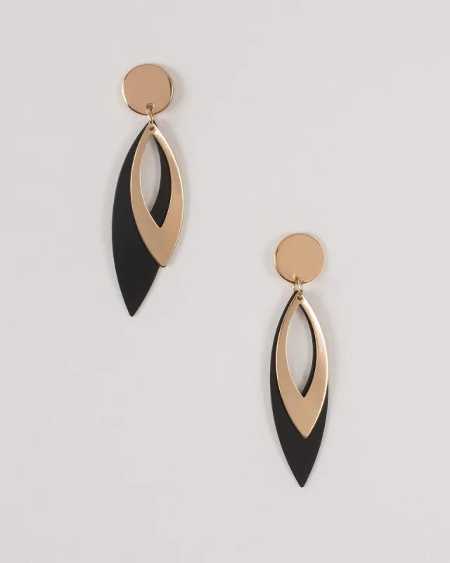 Black Leaf Double Layer Drop Earrings sold by Collete Hayman