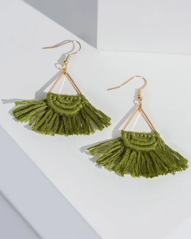 Green Crochet Drop Earrings sold by Collete Hayman
