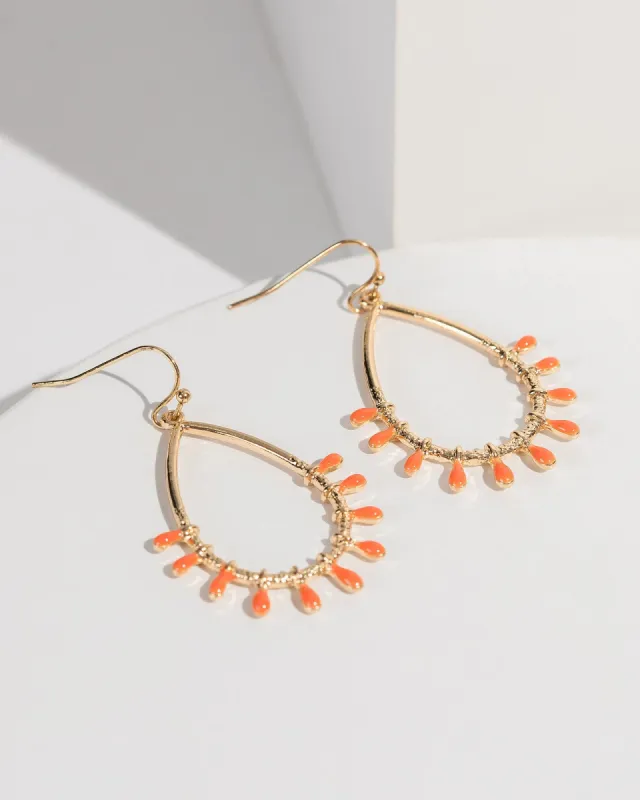 Orange Tear Drop Hook Earrings sold by Collete Hayman