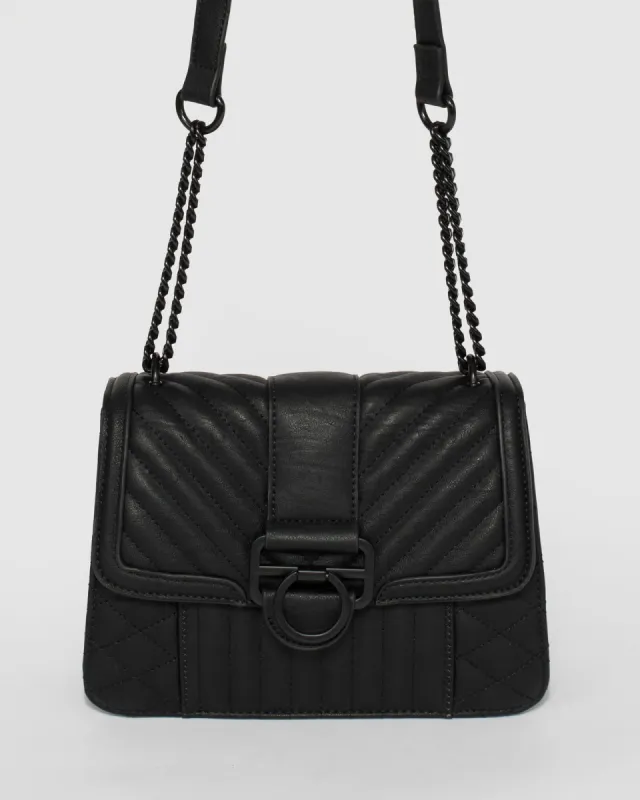 Black Rachel Quilted Crossbody Bag sold by Collete Hayman
