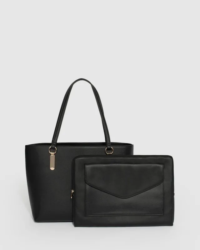 Black Angelina Tote Bag With Gold Hardware sold by Collete Hayman
