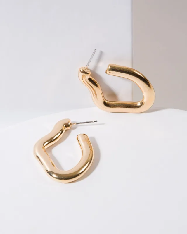 Gold Wavy Abstract Hoop Earrings sold by Collete Hayman