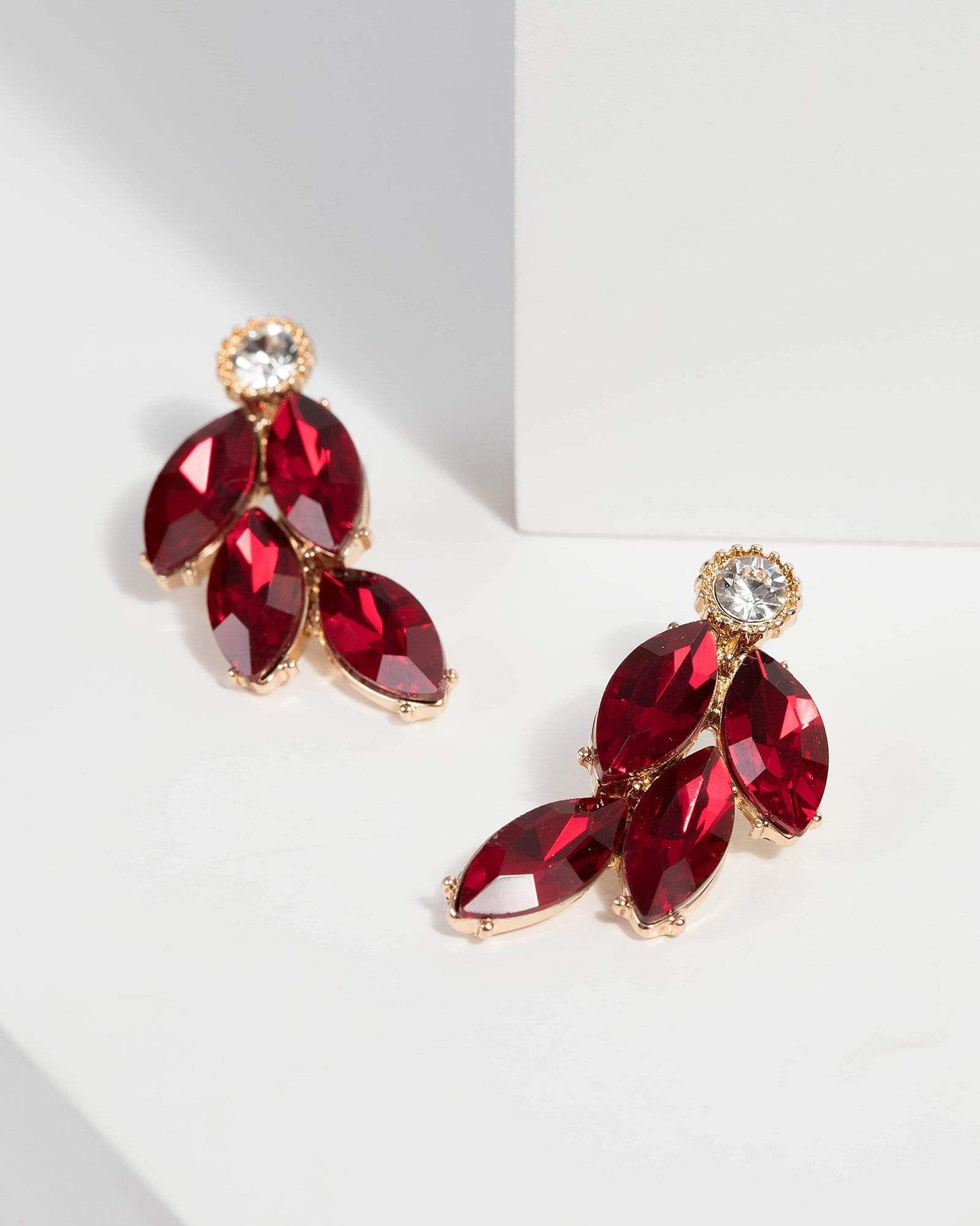 Red Crystal Stud Drop Earrings sold by Collete Hayman
