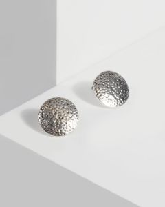 Silver Disc Textured Stud Earrings sold by Collete Hayman