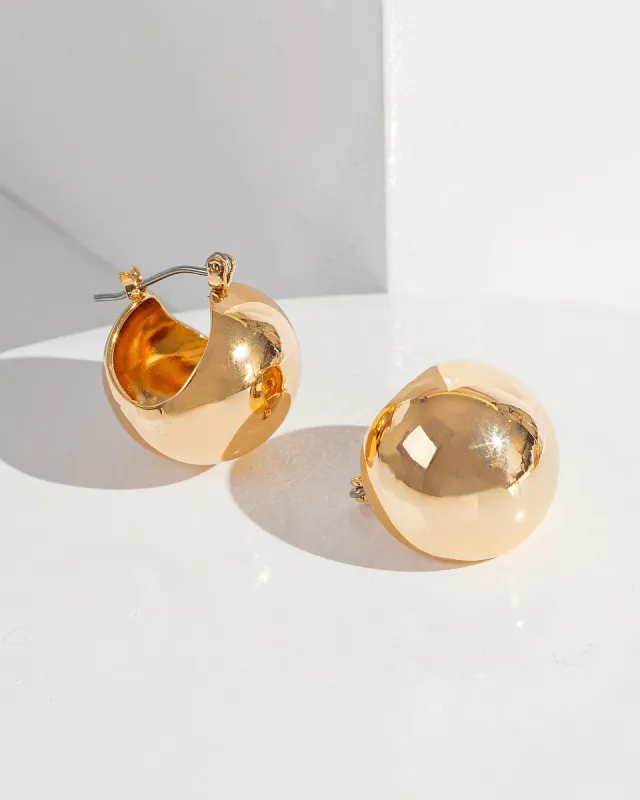 Gold Ball Hoop Huggie Earrings sold by Collete Hayman