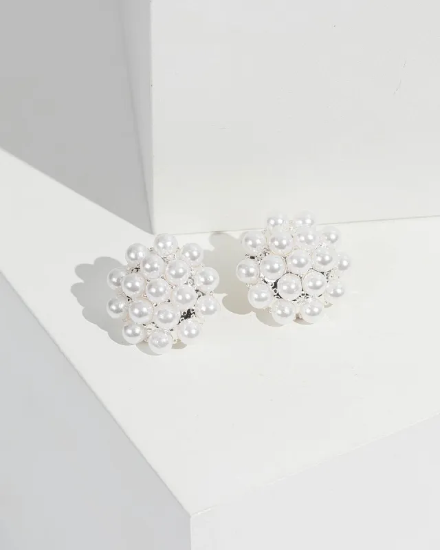 Silver Pearl Cluster Stud Earrings sold by Collete Hayman