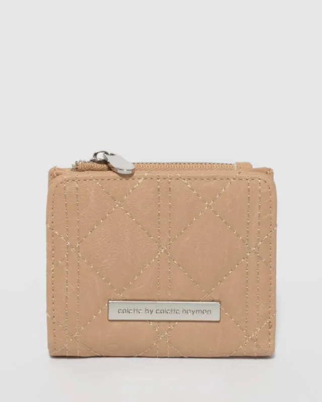 Beige Han Mini Diamond Quilt Wallet sold by Collete Hayman