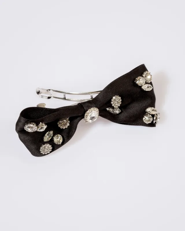 Black Crystal Detail Small Hair Bow sold by Collete Hayman