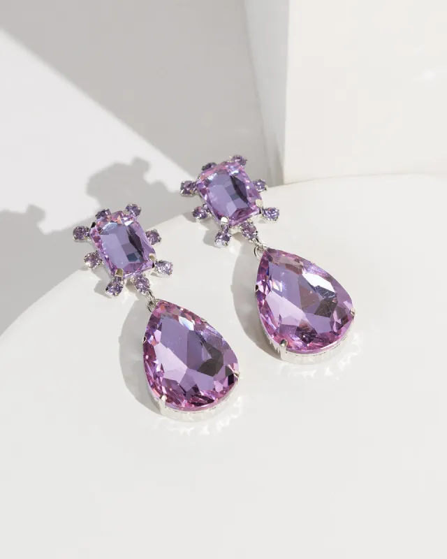 Purple Crystal Framing Detail Earrings sold by Collete Hayman
