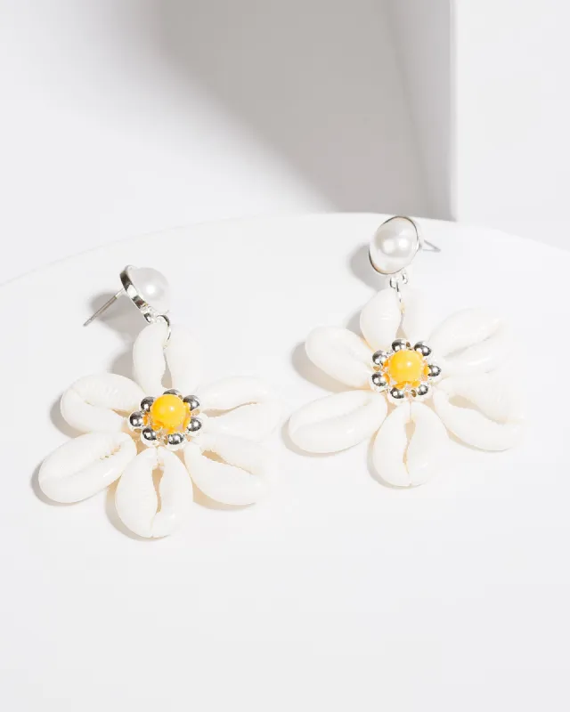 White Coastal Cluster Drop Earrings sold by Collete Hayman