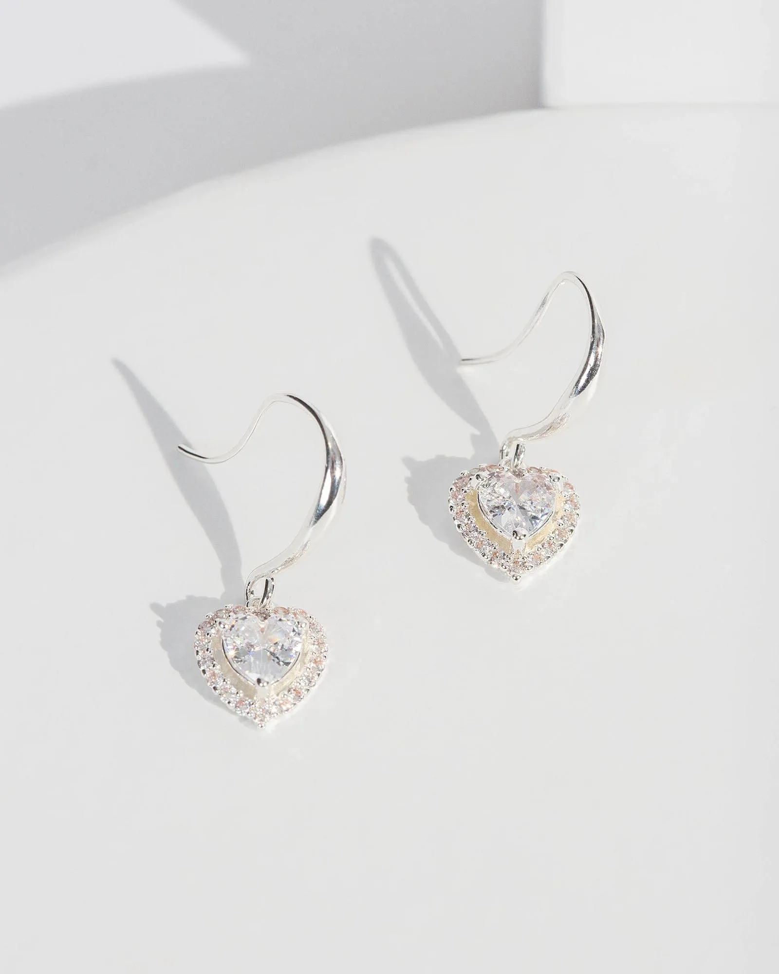 Crystal Pave Heart Cubic Zirconia Hook Earrings sold by Collete Hayman