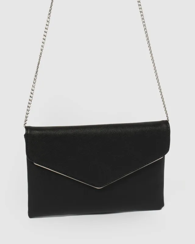 Black Saffiano Samantha Clutch Bag sold by Collete Hayman