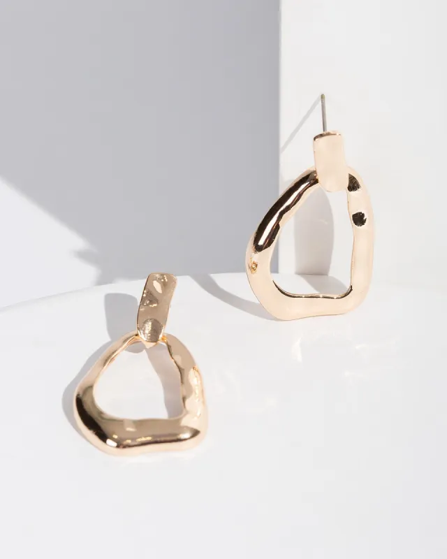 Gold Wavy Oval Drop Earrings sold by Collete Hayman
