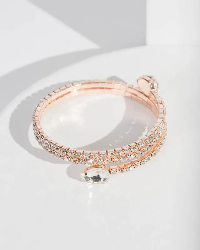 Rose Gold Crystal Rounded Cuff Bracelet sold by Collete Hayman