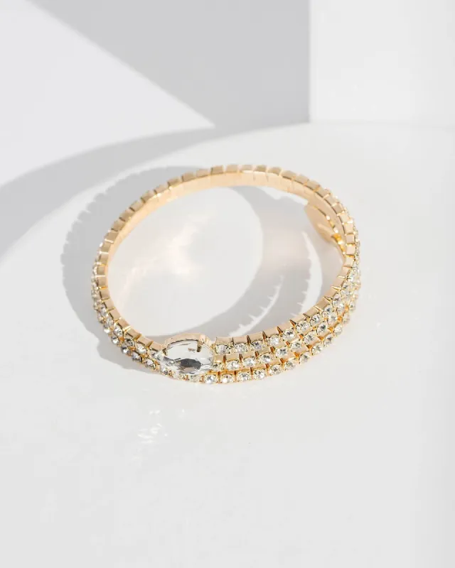 Gold Crystal Rounded Cuff Bracelet sold by Collete Hayman
