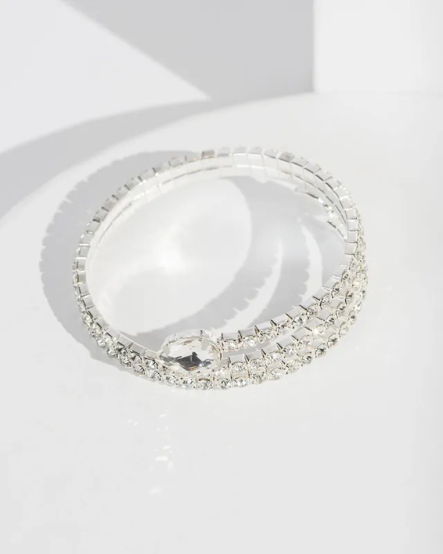 Silver Crystal Rounded Cuff Bracelet sold by Collete Hayman