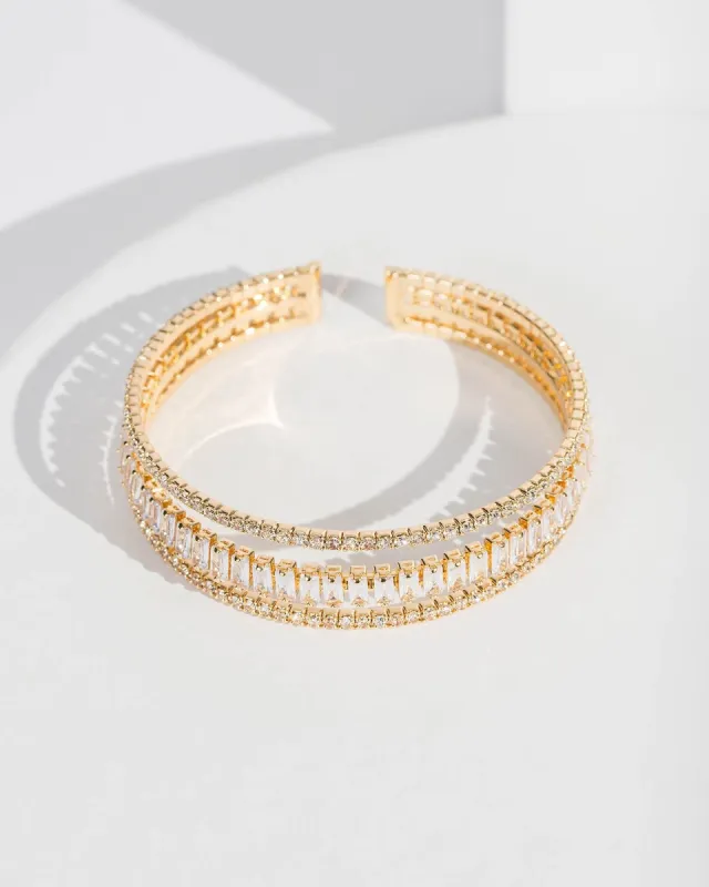 Gold Crystal Triple Cuff Bracelet sold by Collete Hayman