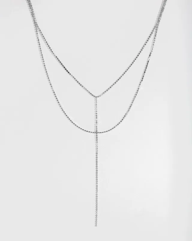 Silver Crystal Lariat Necklace sold by Collete Hayman